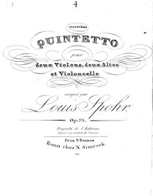 Partition parties complètes, corde quintette No.4, Op.91, Spohr, Louis
