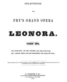 Partition Aria: Ah! Canst Thou Bid Me Smother, Leonora, Lyrical drama