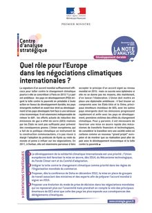 Quel rôle pour l Europe dans les négociations climatiques internationales ?