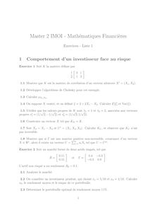 Master IMOI Mathematiques Financieres Exercices Liste