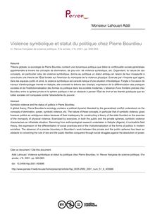 Violence symbolique et statut du politique chez Pierre Bourdieu - article ; n°6 ; vol.51, pg 949-963