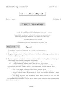 Mathématiques I 2003 BTS Informatique de gestion