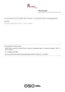 Le procès de la Carte de France. A propos de la cartographie alpine - article ; n°94 ; vol.17, pg 289-301