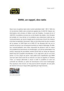 BMW, un rappel, des ratés