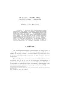 Quantum stopping times and quasi left continuity