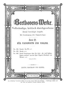 Partition complète, violon Sonata No.10, Op.96, G major, Beethoven, Ludwig van
