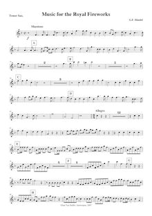 Partition ténor Sax (B♭), baryton Sax (E♭), Music pour pour Royal Fireworks