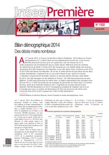 Bilan démographique 2014 - Des décès moins nombreux