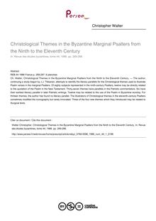 Christological Themes in the Byzantine Marginal Psalters from the Ninth to the Eleventh Century - article ; n°1 ; vol.44, pg 269-288