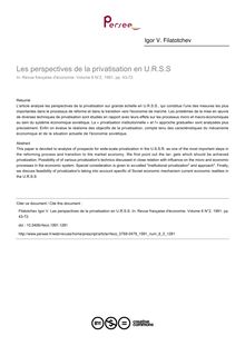 Les perspectives de la privatisation en U.R.S.S - article ; n°2 ; vol.6, pg 43-72