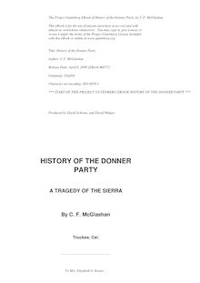 History of the Donner Party, a Tragedy of the Sierra