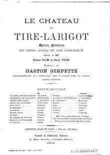 Partition Preliminaries - Act I, Le château de Tire-Larigot, Opérette fantastique en trois actes et dix tableaux