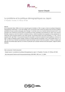 Le problème et la politique démographiques au Japon - article ; n°2 ; vol.7, pg 207-226