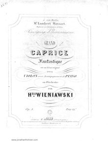 Partition de piano, Grand caprice fantastique, Wieniawski, Henri
