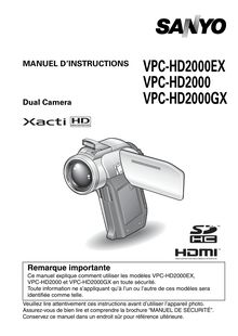 Notice Caméra vidéo numérique Sanyo  VPC-HD2000EX