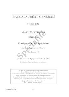 Bac session 2012 ES Maths spe