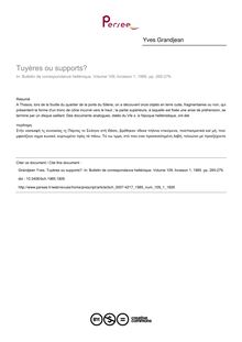 Tuyères ou supports? - article ; n°1 ; vol.109, pg 265-279