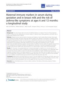 Maternal immune markers in serum during gestation and in breast milk and the risk of asthma-like symptoms at ages 6 and 12 months: a longitudinal study