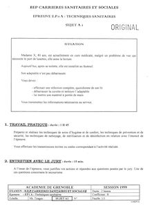 Techniques sanitaires 1999 BEP - Carrières sanitaires et sociales