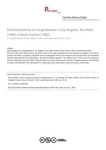 Multiculturalisme et marginalisation à Los Angeles. De Watts (1965) à South Central (1992) - article ; n°1 ; vol.40, pg 23-32