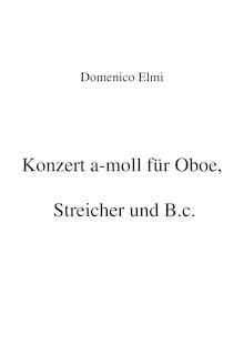 Partition altos, hautbois Concerto en A minor, A minor, Elmi, Domenico