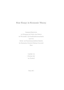 Four Essays in Economic Theory [Elektronische Ressource] / Christian Seel. Rechts- und Staatswissenschaftliche Fakultät