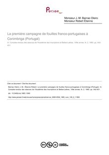 La première campagne de fouilles franco-portugaises à Conimbriga (Portugal) - article ; n°2 ; vol.109, pg 442-451