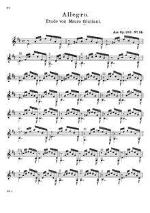 Partition No.14 - Allegro, 24 études pour pour guitare, 24 Etudes - Instructions faciles et agréables pour la guitarre