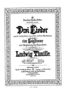 Partition No.2: Sehnsucht, 3 chansons, Op.15, Thuille, Ludwig