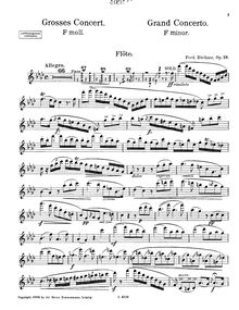 Partition flûte , partie, flûte Concerto No.1, Op.38, F minor, Büchner, Ferdinand