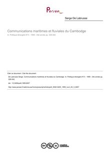 Communications maritimes et fluviales du Cambodge - article ; n°3 ; vol.24, pg 329-342
