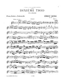 Partition violon, Piano Trio No.10, A major, Depas, Ernest
