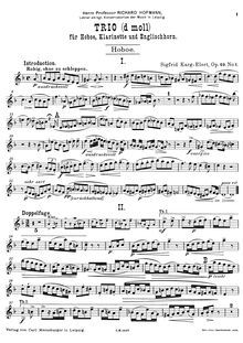 Partition hautbois, Trio (d-moll) für Hoboe, Klarinette und Englischhorn, Op.49 No.1