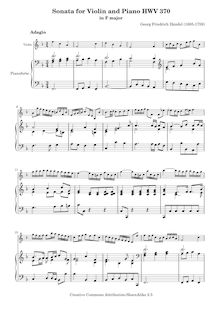 Partition de piano, violon Sonata, HWV 370, Sonata XII