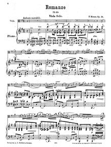 Partition de piano et partition de viole de gambe, Romanze, Op.31