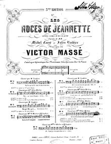 Partition complète, Les noces de Jeannette, Opéra-comique en un acte