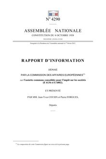 Rapport d information déposé par la commission des affaires européennes sur l assiette commune consolidée pour l impôt sur les sociétés (E 6136 et E 6802)