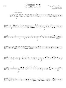 Partition viole de gambe, corde quatuor No.9, A major, Mozart, Wolfgang Amadeus par Wolfgang Amadeus Mozart