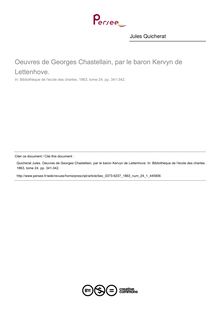 Oeuvres de Georges Chastellain, par le baron Kervyn de Lettenhove.  ; n°1 ; vol.24, pg 341-342