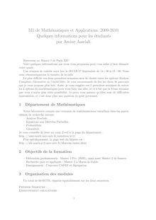 M1 de Mathématiques et Applications. 2009-2010. Quelques ...