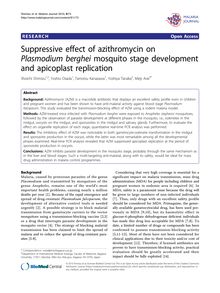 Suppressive effect of azithromycin on Plasmodium bergheimosquito stage development and apicoplast replication