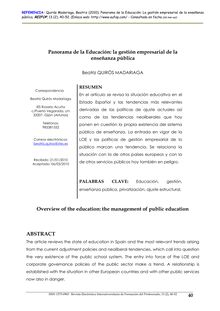 4) Panorama de la Educación: la gestión empresarial de la enseñanza pública (An overview of education: the management of public education)