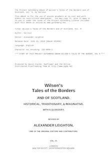 Wilson s Tales of the Borders and of Scotland, Vol. 9