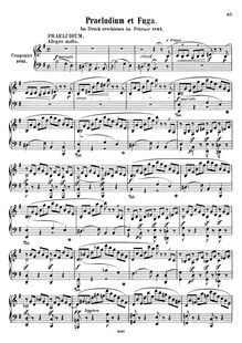 Partition complète, Prelude et Fugue, WoO 13, Mendelssohn, Felix
