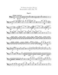 Partition basson 1, 2, Serenade, Serenade No.11 ; Serenade for Winds