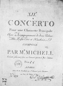 Partition parties complètes, Concerto pour la clarinette, B flat major