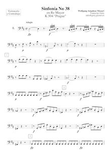 Partition violoncelles / Basses, Symphony No.38, Prague Symphony par Wolfgang Amadeus Mozart