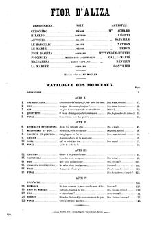 Partition complète, Fior d Aliza, Opéra en quatre actes, Massé, Victor