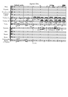 Partition Agnus Dei, Mass No.3, D.324, B♭ major, Schubert, Franz