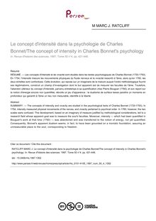 Le concept d intensité dans la psychologie de Charles Bonnet/The concept of intensity in Charles Bonnet s psychology - article ; n°4 ; vol.50, pg 421-446